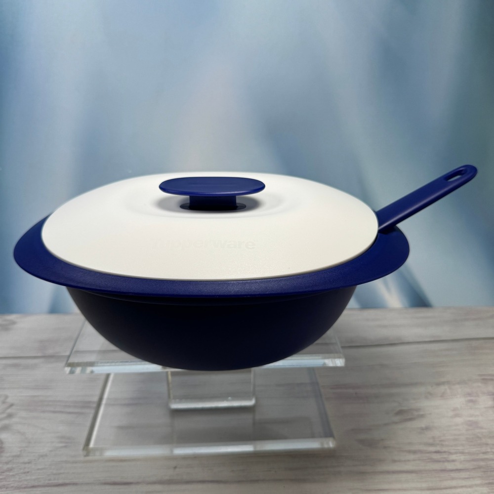 Tupperware Legacy Rice Server Bowl 1.8L 7.5c Blue White 6941B-3 Kitchenware